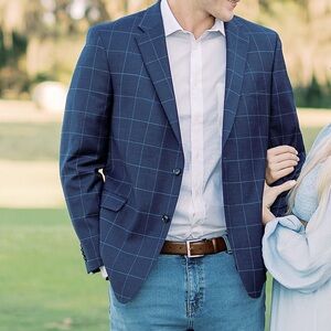 Tommy Hilfiger Dark Blue Windowpane Blazer 44R